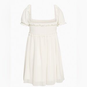 Aritzia Sunday Best Hadley Babydoll White Lined Mini Dress